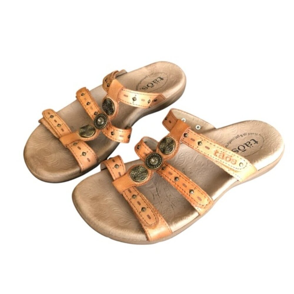 Taos Prize Leather Sandals Women’s Size 6 Tan 3 Strap Comfort